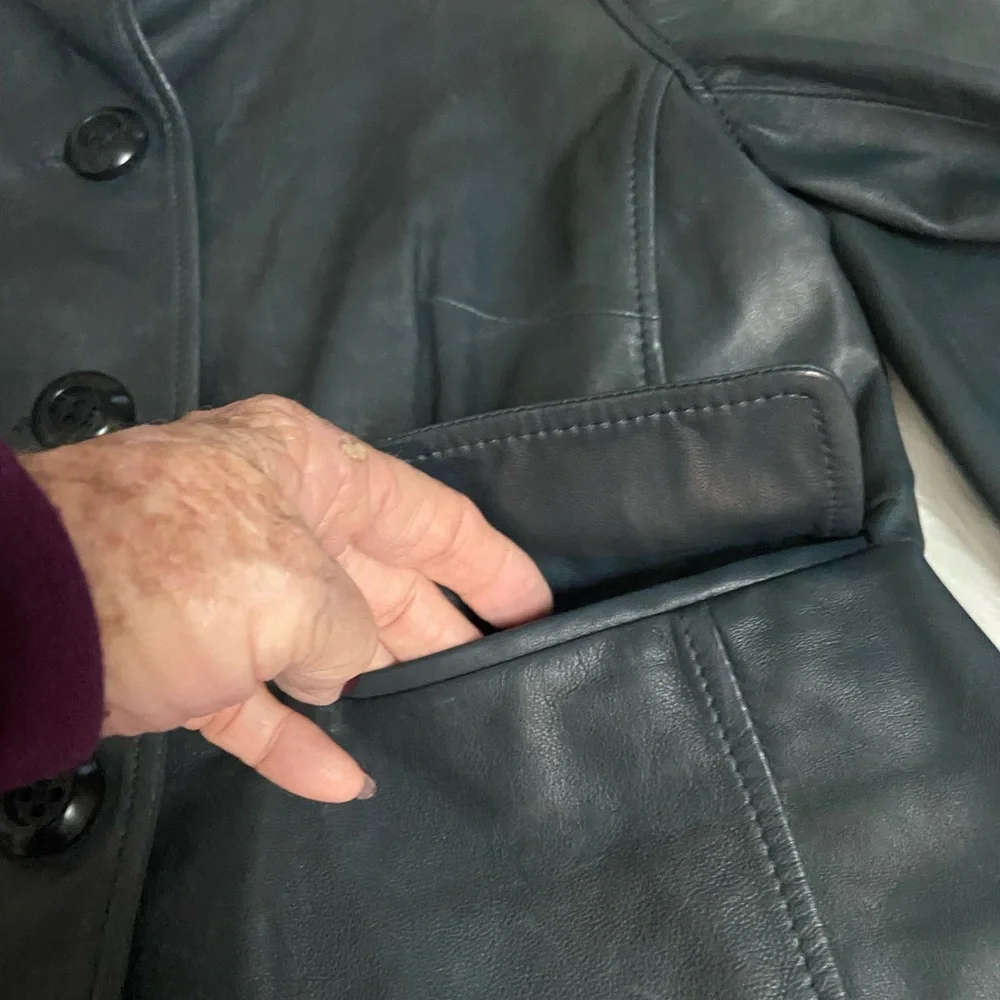 J Crew Sz S Steel Grey Leather Jacket - Picture 6 of 12